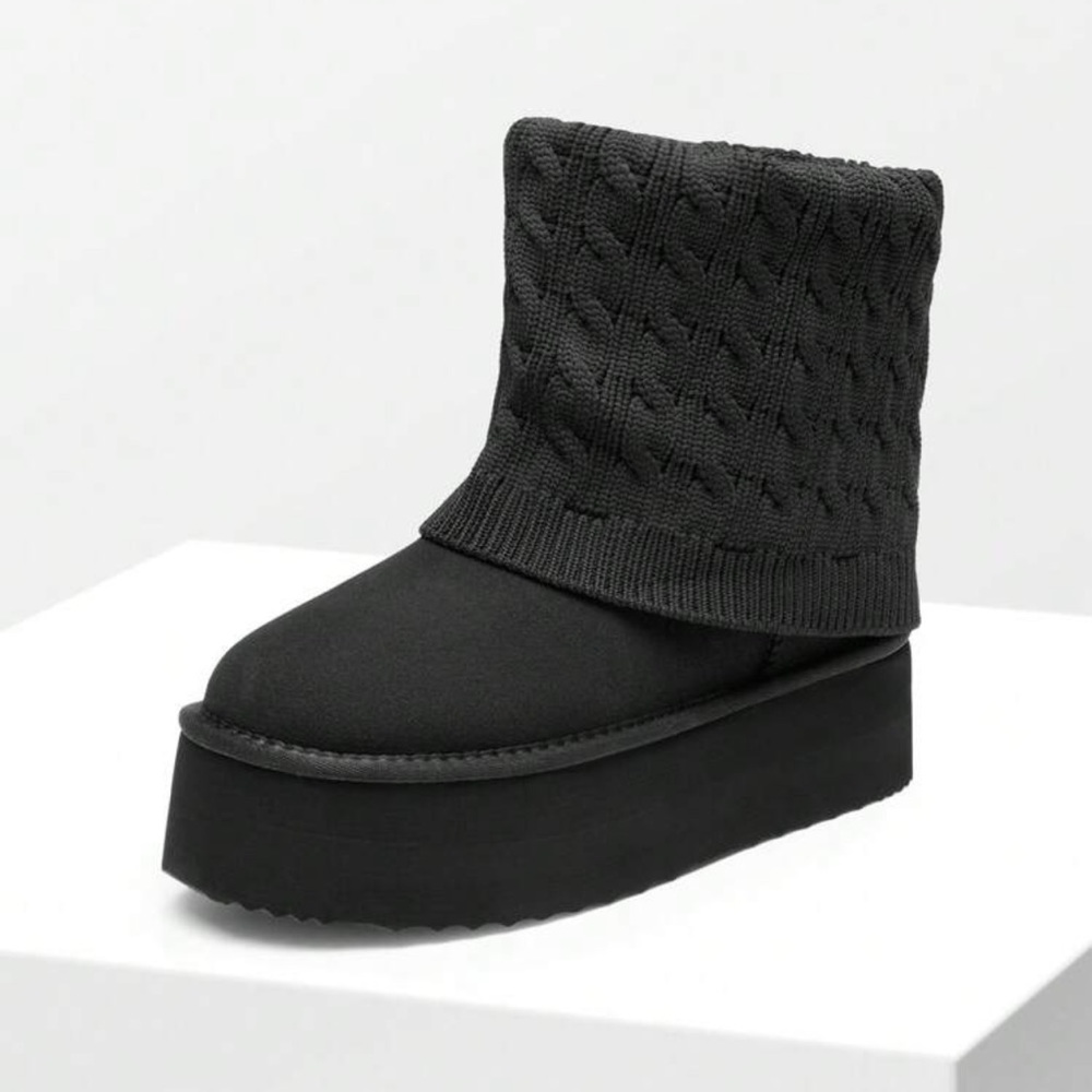 Black Sweater Fold Over Boots